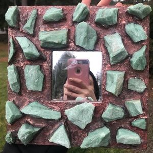 Natural Green Aventurine Crystal Copper Mirror